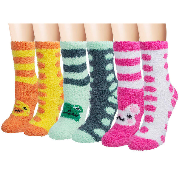 Womens Fuzzy Socks Winter Warm Cozy Fluffy Soft Slipper Socks Gifts 6 Pairs