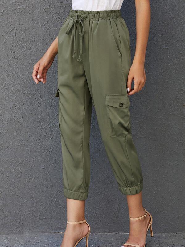 Chalier Sky Blue Drawstring Cargo Pocketed Joggers - CHALIER