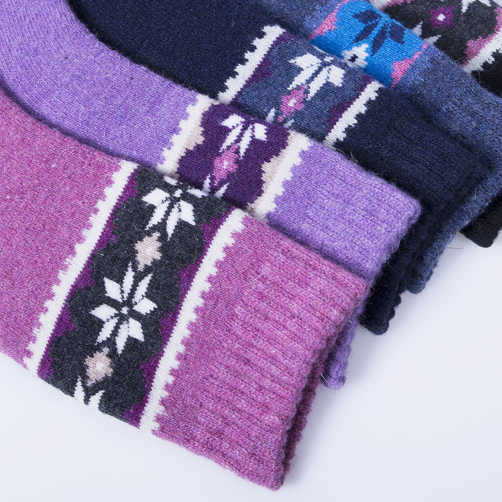 Womens Vintage Style Winter Warm Soft Thick Knit Wool Crew Socks 5 pairs