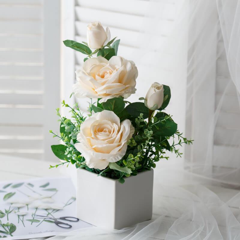 Artificial Flower Potted Fake Flower Combos For Living&Room Table Setting Decoration - CHALIER