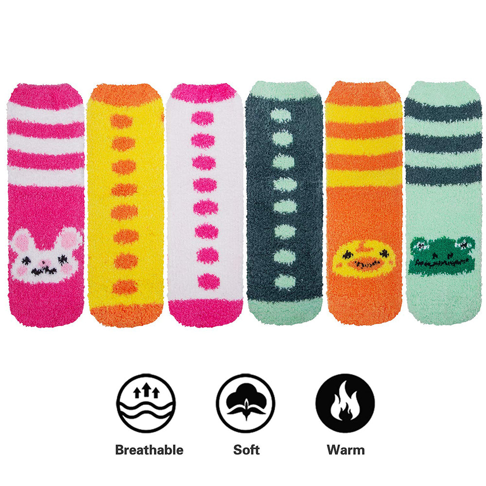 Womens Fuzzy Socks Winter Warm Cozy Fluffy Soft Slipper Socks Gifts 6 Pairs