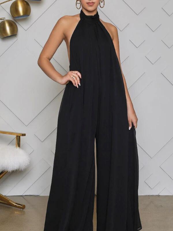 Women Casual Chiffon Loose Backless Jumpsuits - CHALIER