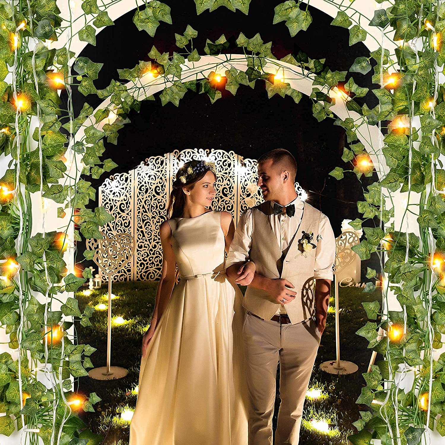 84Ft 12 Pack Artificial Ivy Garland Fake Plants, Ivy Leaves with CE Certified 80 LED String Lights, Hanging Ivy Lights for Aesthetic Bedroom Garden Party Wall Room Decor