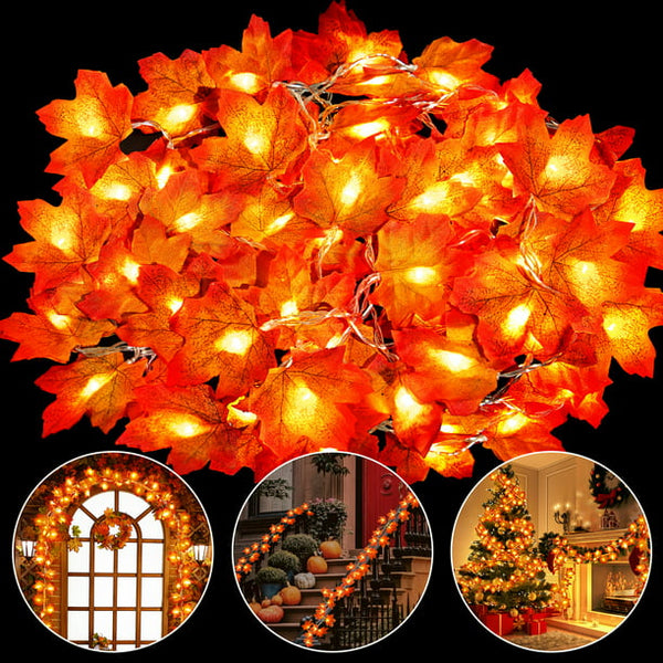 3 Pack Fall Decor Garland for Home, Maple Leaf Garland Waterproof Autumn Harvest Thanksgiving Day Decor for Indoor Outdoor