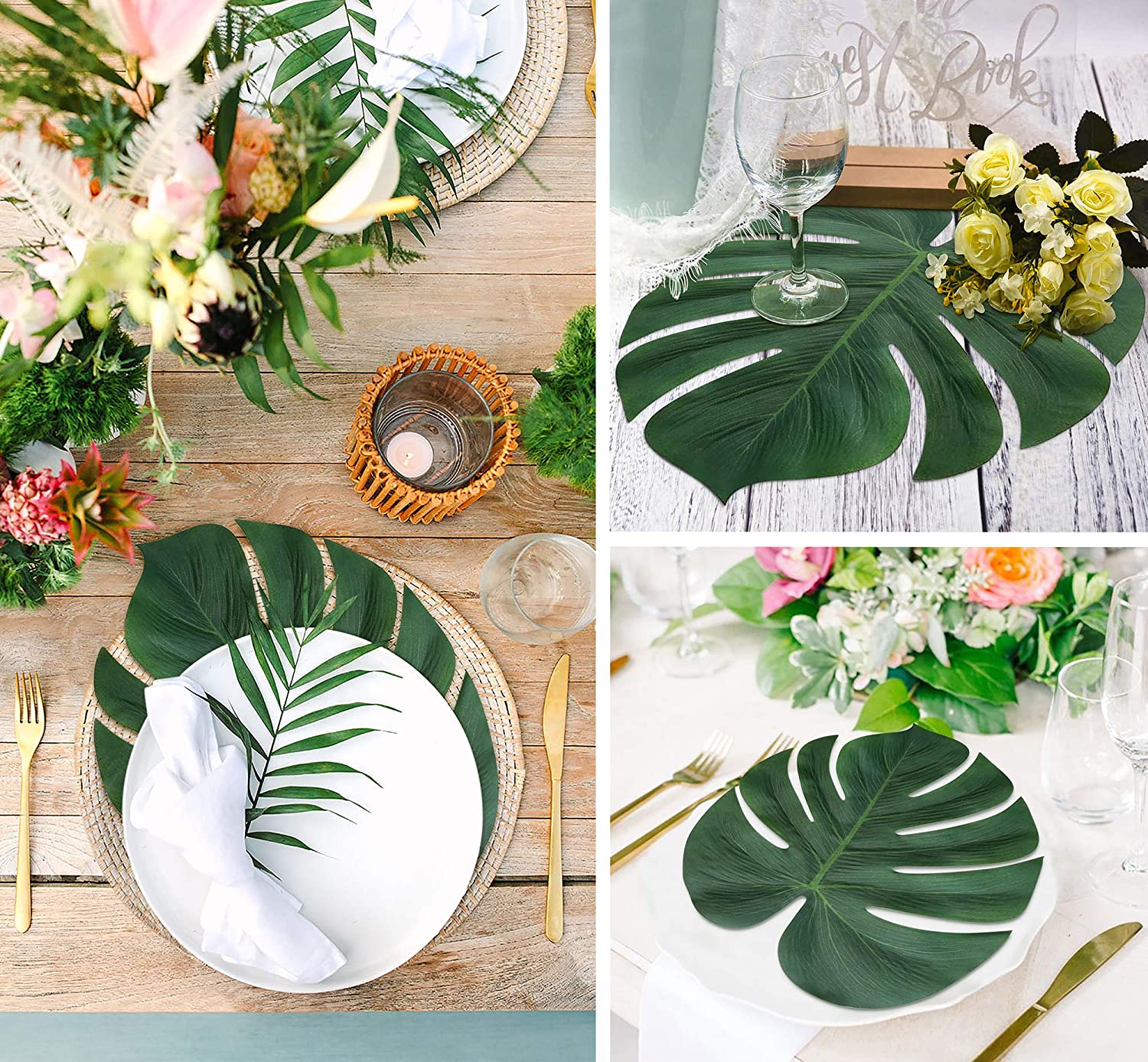 88 Pack Palm Leaves Tropical Palm Luau Party Monstera Stems for Safari Jungle Hawaiian Birthday Theme Palm Leaves