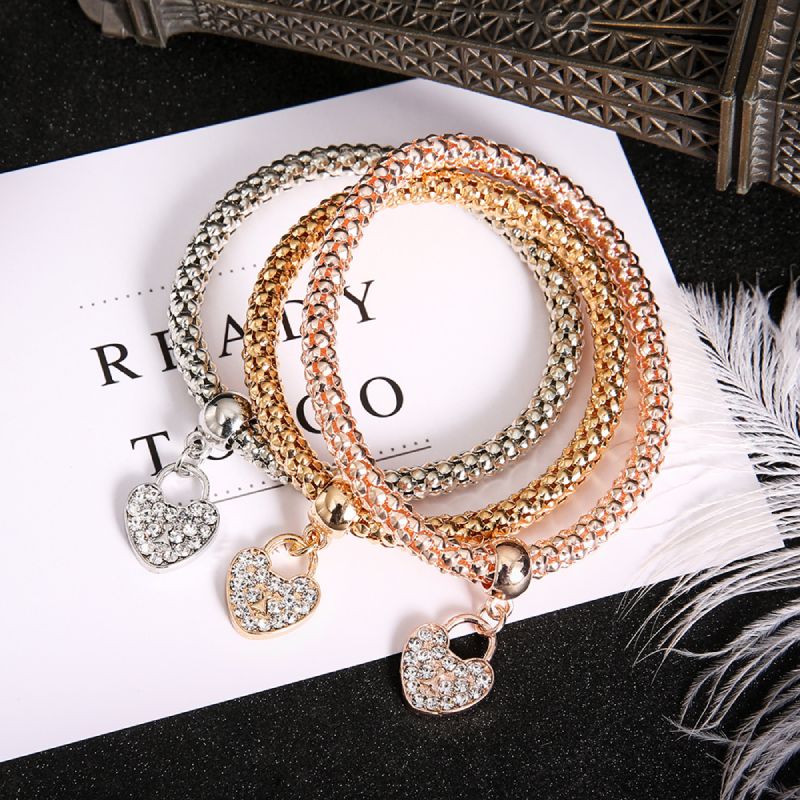 Female Fashionable Bracelets Woman Design Heart Drop Jewelry Set