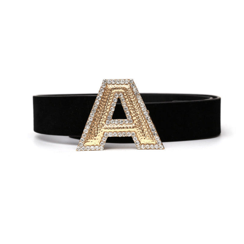 Women Fashion Dress Belt Hot Gold Letter Metal Belt