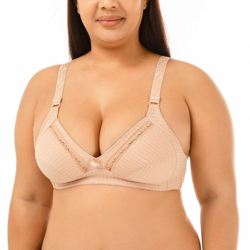 Womens Plus Size Padded Sexy Comfort Simple Pattern Push Up Lace Bra - CHALIER