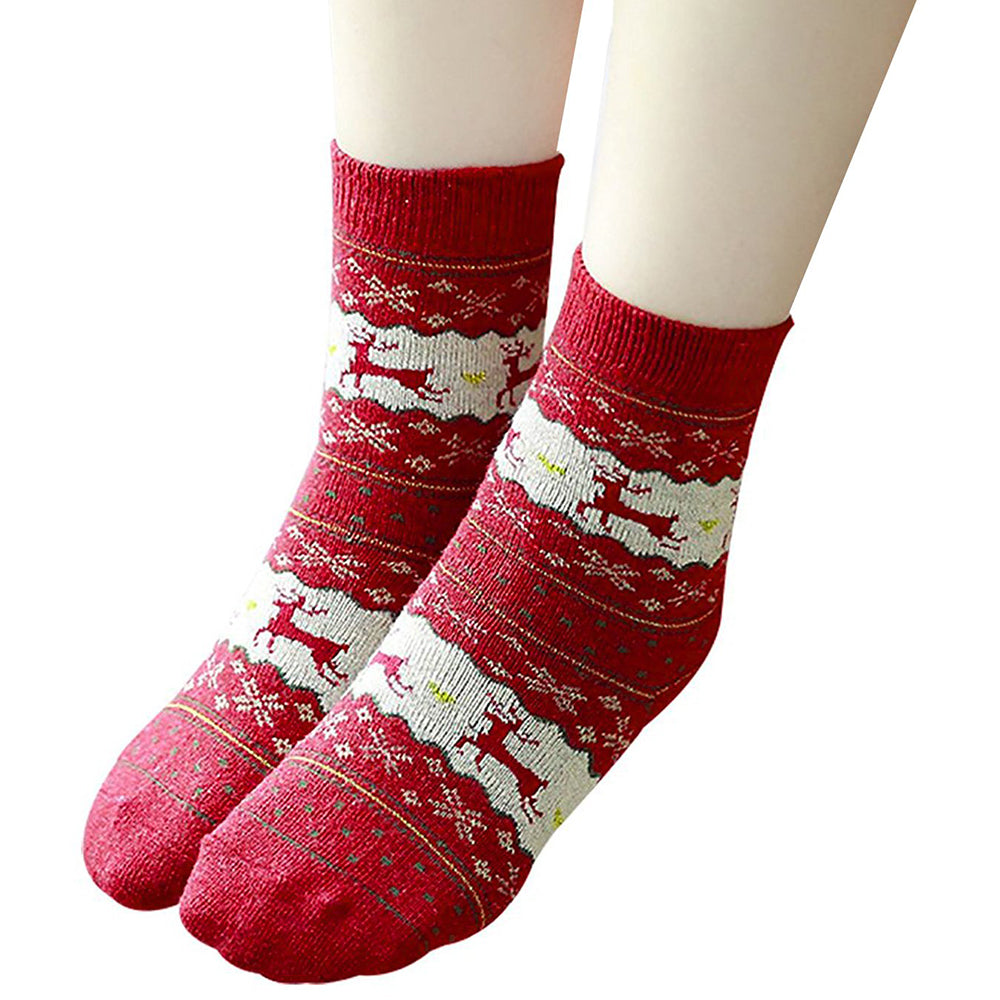 Womens Vintage Winter Soft Thick Knit Wool Crew Socks 5 pairs