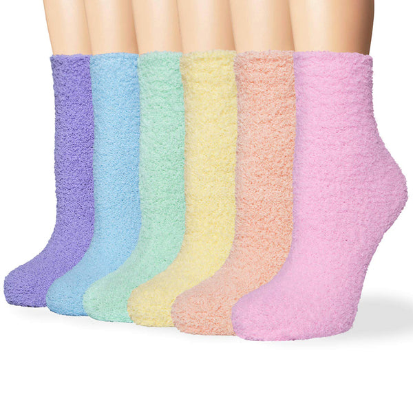 Womens Fuzzy Socks Winter Warm Fluffy Cozy Soft Slipper Socks Gifts 6 Pairs