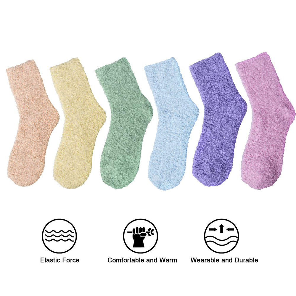 Womens Fuzzy Socks Winter Warm Fluffy Cozy Soft Slipper Socks Gifts 6 Pairs