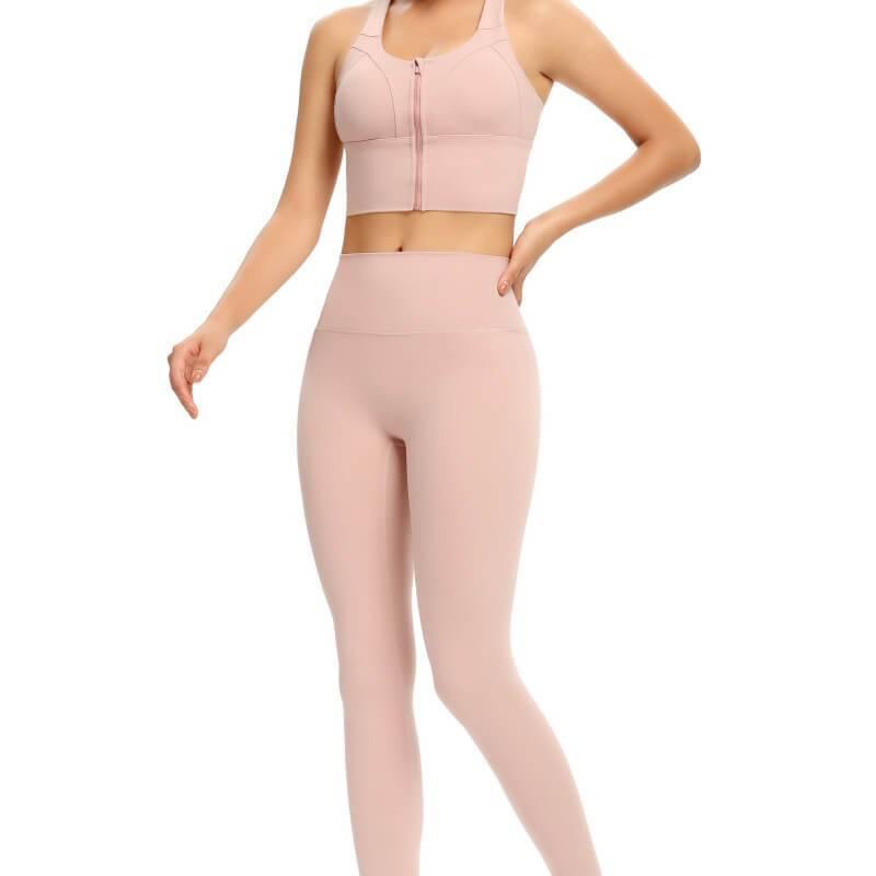 Womens Zip Front Sports Bra Wireless Bra Active Yoga Sports Soft Support Bra - CHALIER