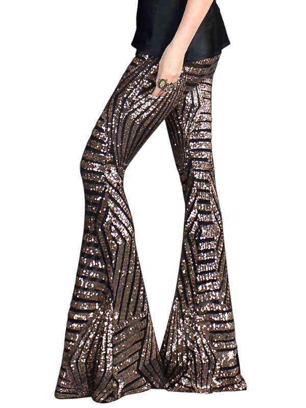 Chalier Sequin Stripes Wide Leg Pants - CHALIER
