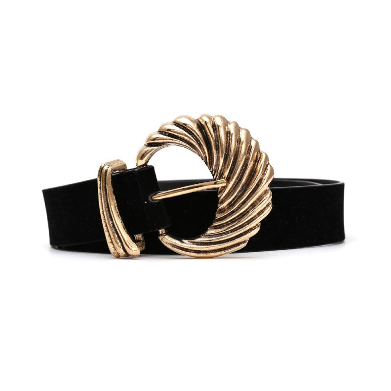 Women Fashion Dress Belt Design Circle Gold Metal Belt