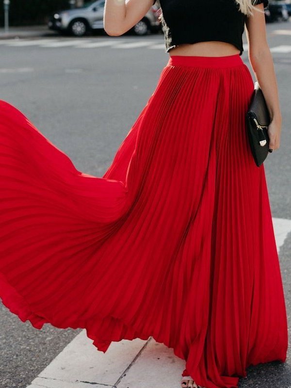 Women's Pleated Skirt Retro Fashion Skirt