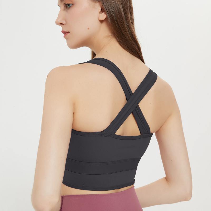 Womens Zip Front Sports Bra Wireless Bra Racerback Removable Pads Workout Active Yoga Sports Bra - CHALIER