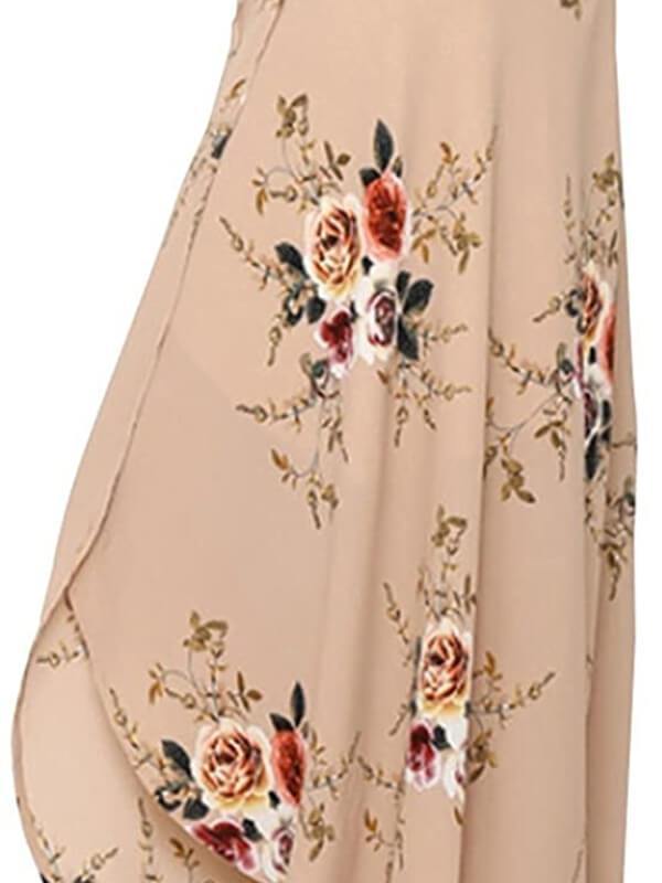 Womens Boho Floral Tie Up Waist Summer Beach Wrap Cover Up Maxi Skirt - CHALIER