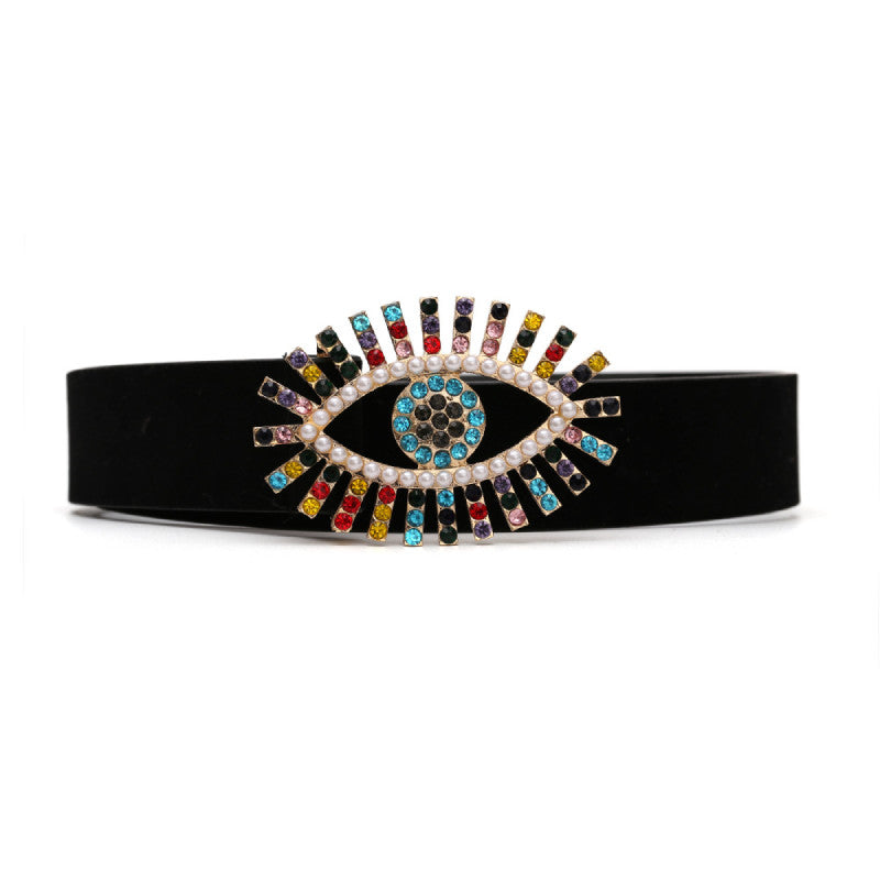 Women Design Dress Belt Fashion Eyes Colorful Metal Belt