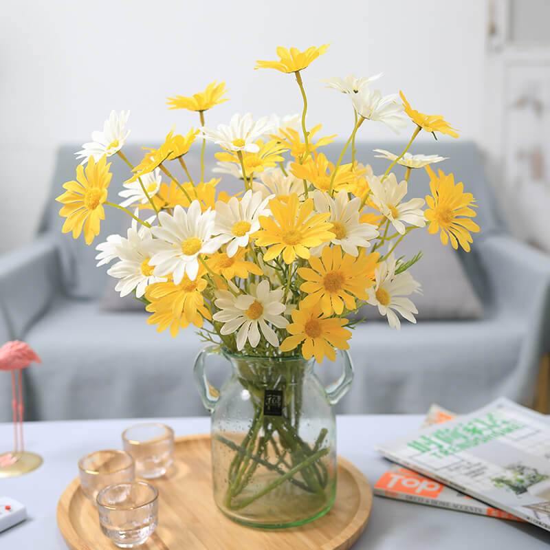 Artificial Silk Flowers Artificial Daisy Fake Wild Chrysanthemum Bouquet For Living Room Decoration Furnishings - CHALIER