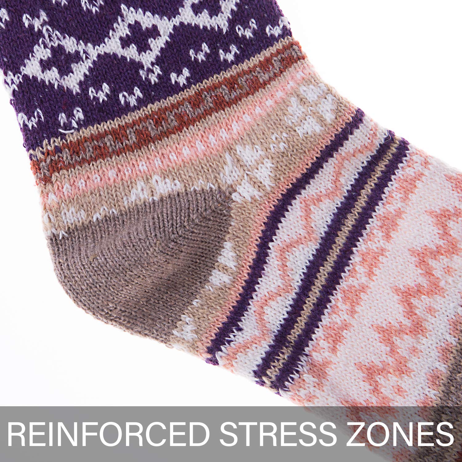 Women Winter Warm Knit Wool Casual Crew Socks 5 Pairs