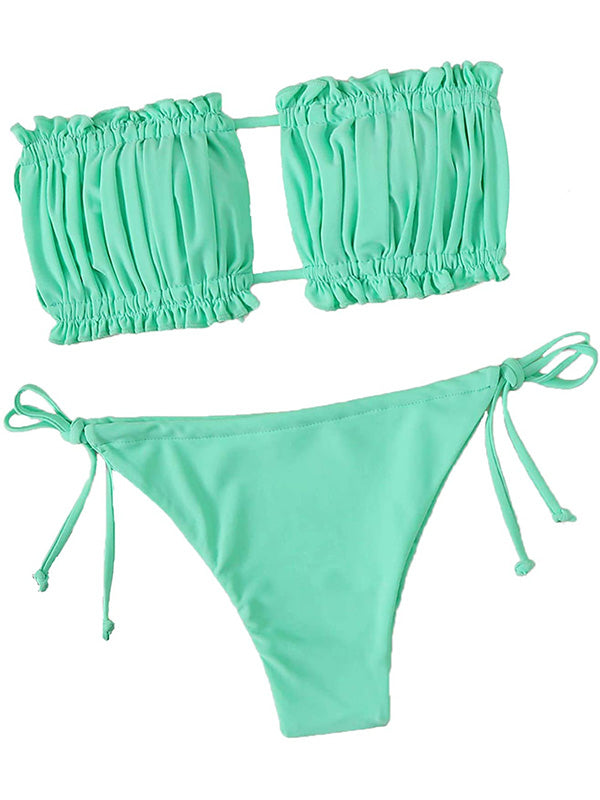 Sexy Strapless Bikini Set Soft Drawstring Two-Piece Swimsuits