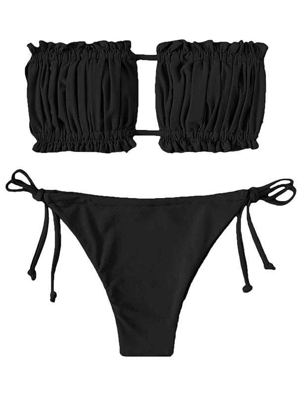 Sexy Strapless Bikini Set Soft Drawstring Two-Piece Swimsuits