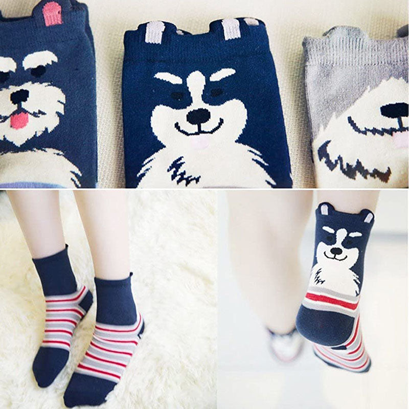 Women 5 Pairs Cute Animal Socks Colorful Cotton Socks