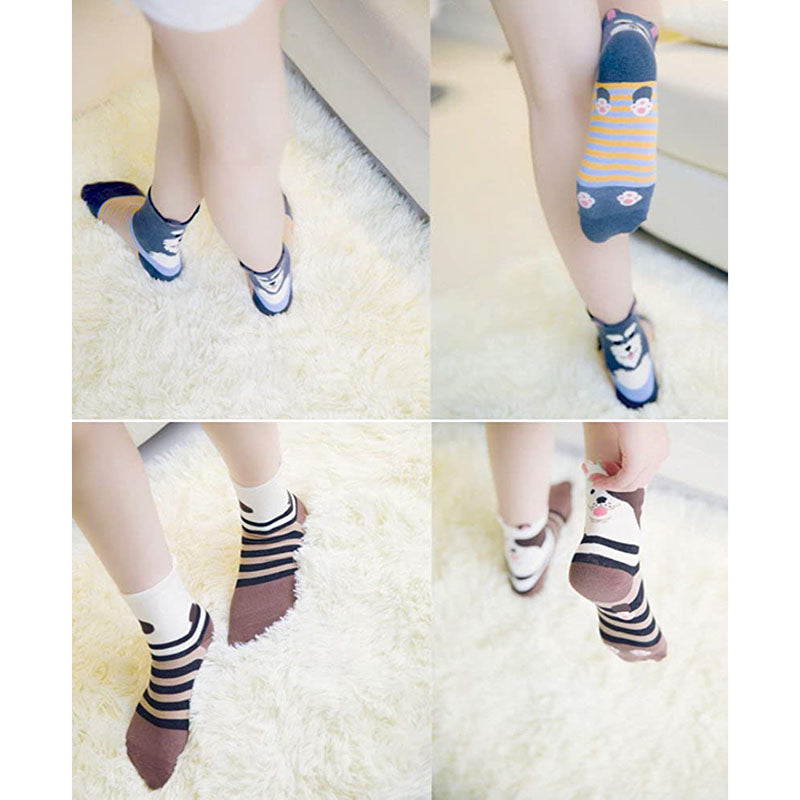Women 5 Pairs Cute Animal Socks Colorful Cotton Socks