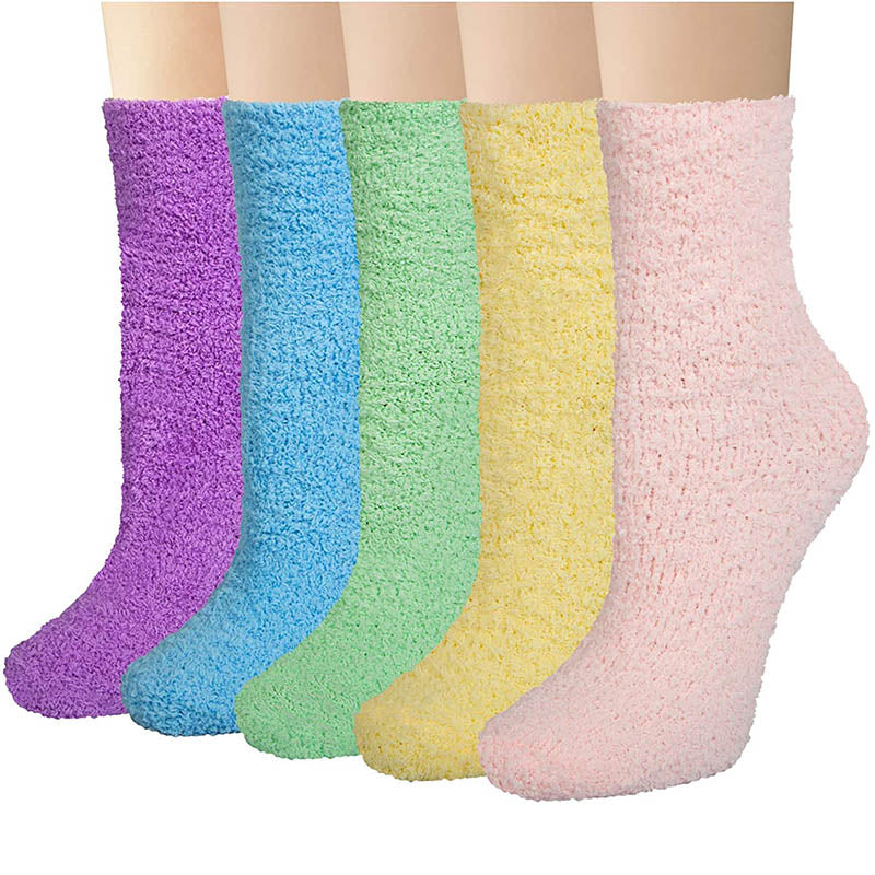 Womens Fuzzy Socks 5 Pairs Winter Cozy Fluffy Slipper Soft Socks Gifts