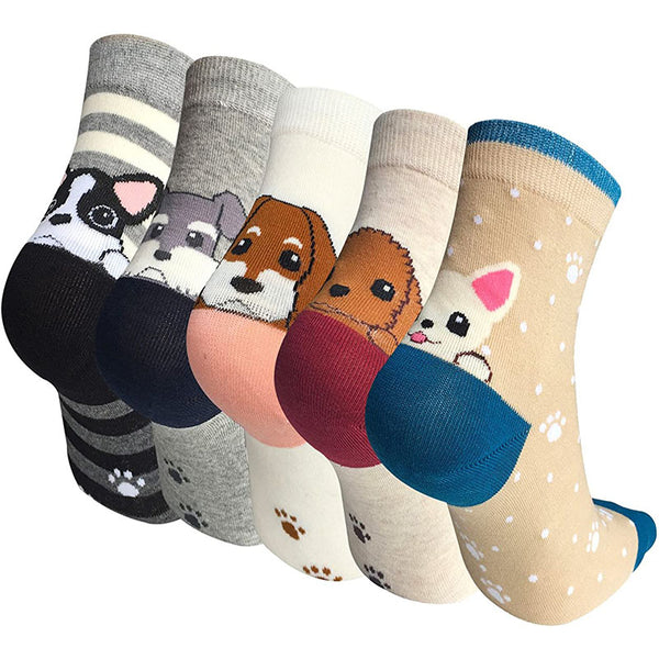 Women Cute Animal Socks Colorful Cotton Socks 5 Pairs