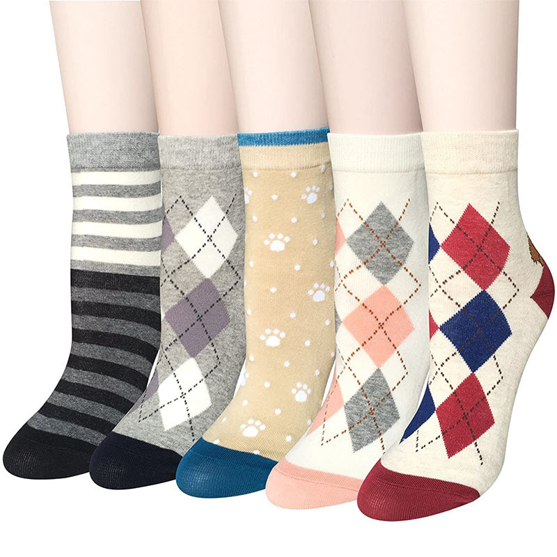 Women Cute Animal Socks Colorful Cotton Socks 5 Pairs