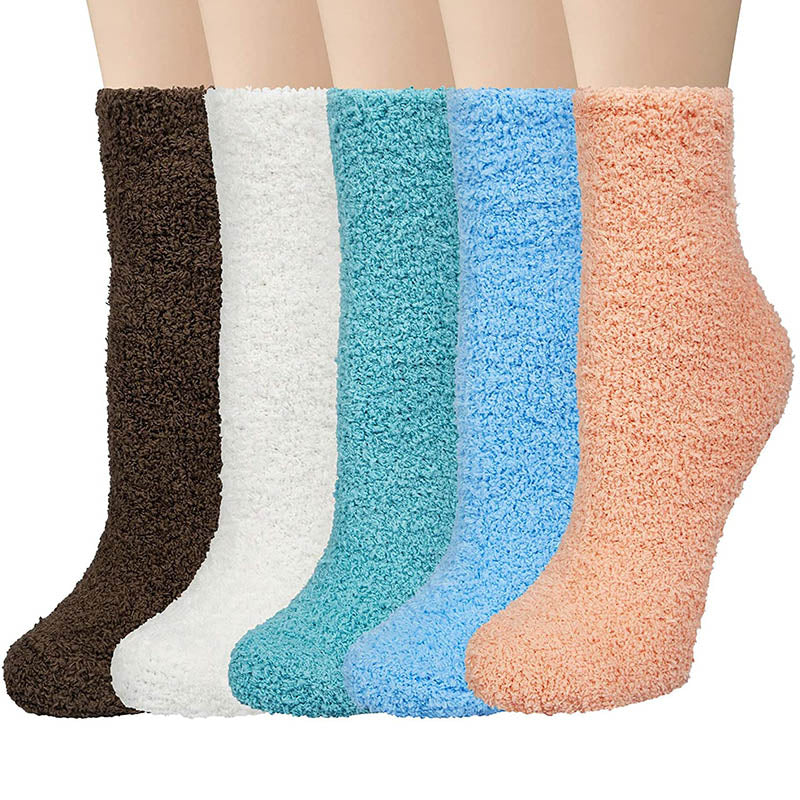 Womens Fuzzy Socks 5 Pairs Winter Cozy Fluffy Slipper Soft Socks Gifts
