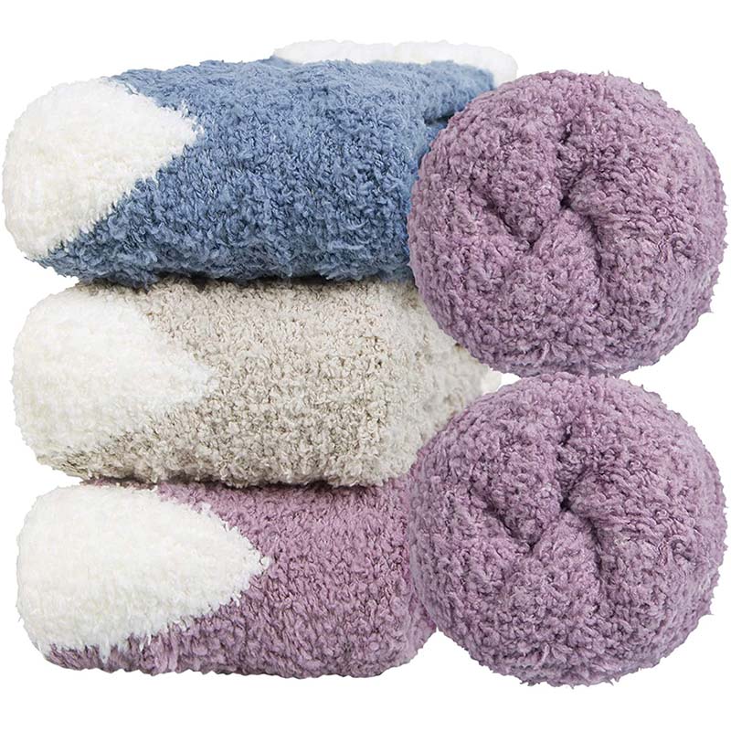 Womens Winter Fuzzy Christmas Socks Cozy Soft Fluffy Slipper Socks Gifts 3 Pairs