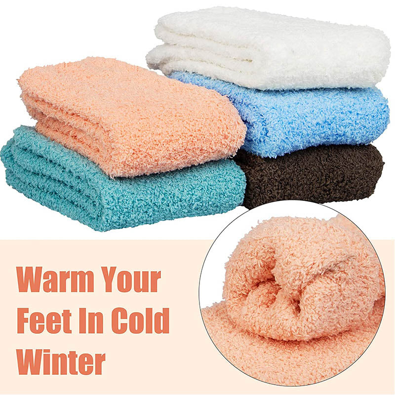 Womens Fuzzy Socks 5 Pairs Winter Cozy Fluffy Slipper Soft Socks Gifts