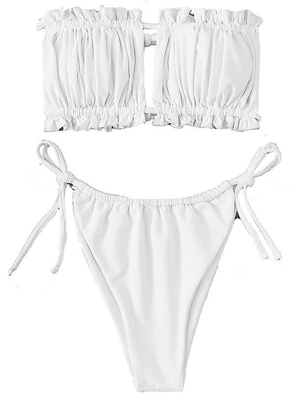 Sexy Strapless Bikini Set Soft Drawstring Two-Piece Swimsuits