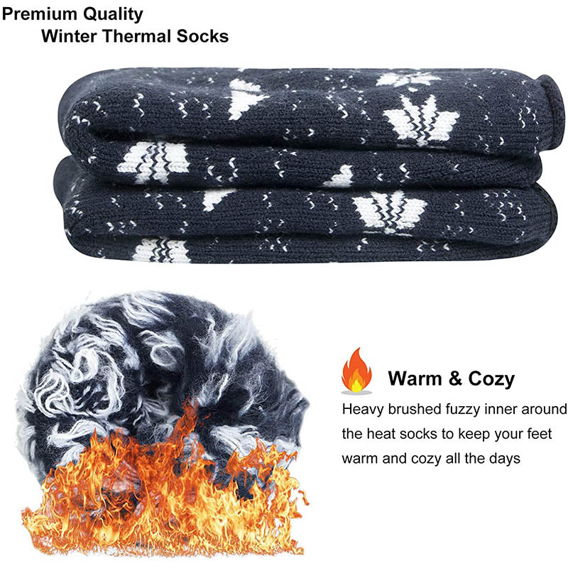 Man's Winter Thick Cozy Thermal Socks Heat Socks Carbon Black 1 Pair