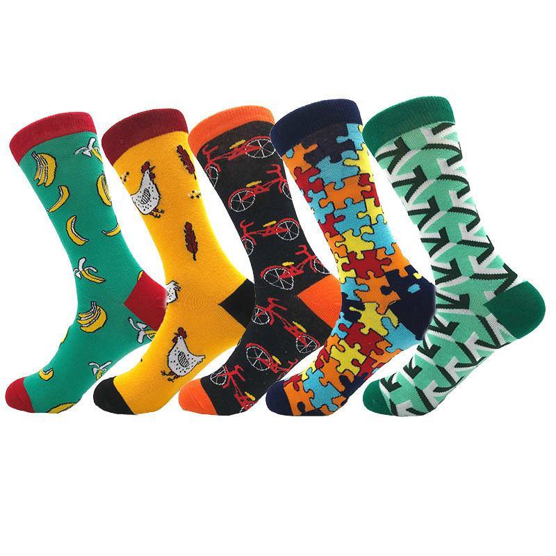 Men's Crazy Creative Colorful fuuny Fashion Food Animals Cotton Socks Crew Gift - CHALIER
