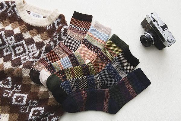 Mens Winter Socks Vintage Exotic Knitted Warm Soft Socks Set Gift