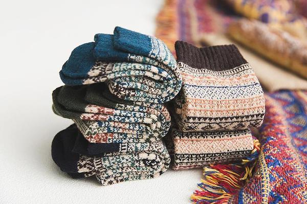 Mens Winter Socks Warm Vintage Exotic Knitted Socks 5 Pairs Gift