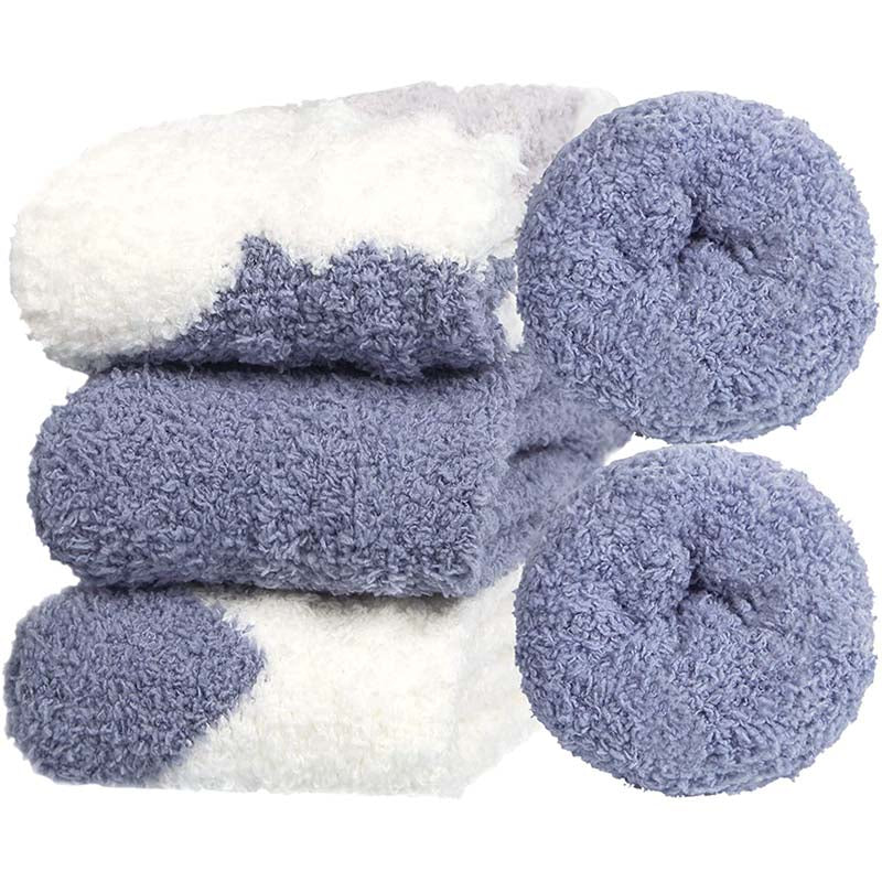Womens 3 Pairs Cozy Soft Fluffy Slipper Socks Winter Fuzzy Christmas Socks Gifts