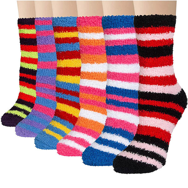 Womens Winter Fuzzy Socks 6 Pairs Cozy Fluffy Socks Warm Christmas Socks for Women Gifts