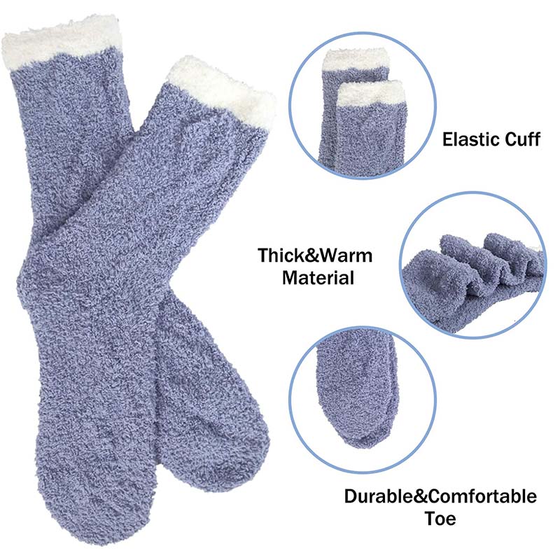 Womens 3 Pairs Cozy Soft Fluffy Slipper Socks Winter Fuzzy Christmas Socks Gifts
