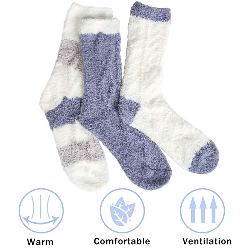 Womens 3 Pairs Cozy Soft Fluffy Slipper Socks Winter Fuzzy Christmas Socks Gifts