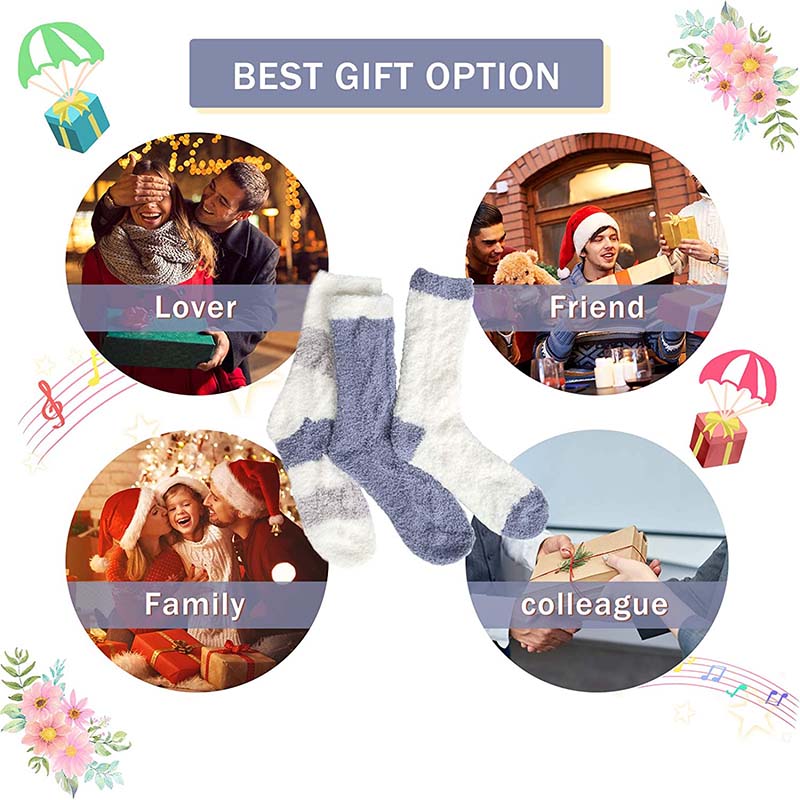 Womens 3 Pairs Cozy Soft Fluffy Slipper Socks Winter Fuzzy Christmas Socks Gifts