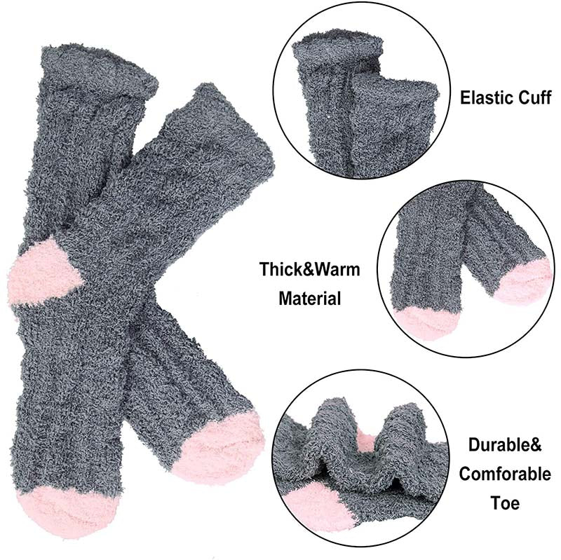 Womens Winter 3 Pairs Warm Fuzzy Cozy Fluffy Soft Slipper Socks Gifts