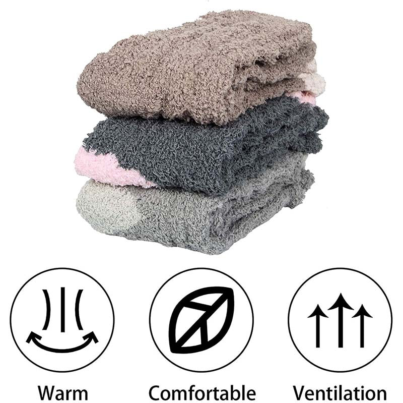 Womens Winter 3 Pairs Warm Fuzzy Cozy Fluffy Soft Slipper Socks Gifts