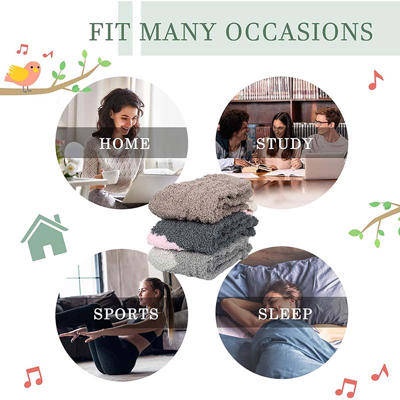 Womens Winter 3 Pairs Warm Fuzzy Cozy Fluffy Soft Slipper Socks Gifts