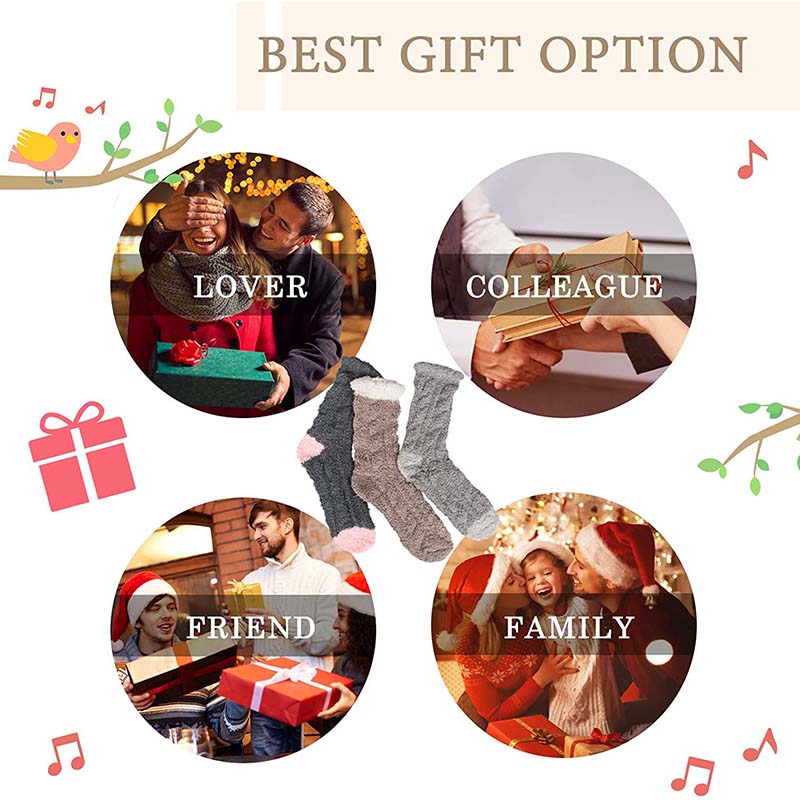 Womens Winter 3 Pairs Warm Fuzzy Cozy Fluffy Soft Slipper Socks Gifts