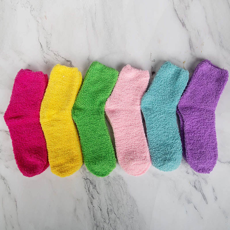 Rainbow Women Winter Socks Flaffy Cozy Socks Gift 6 Pairs