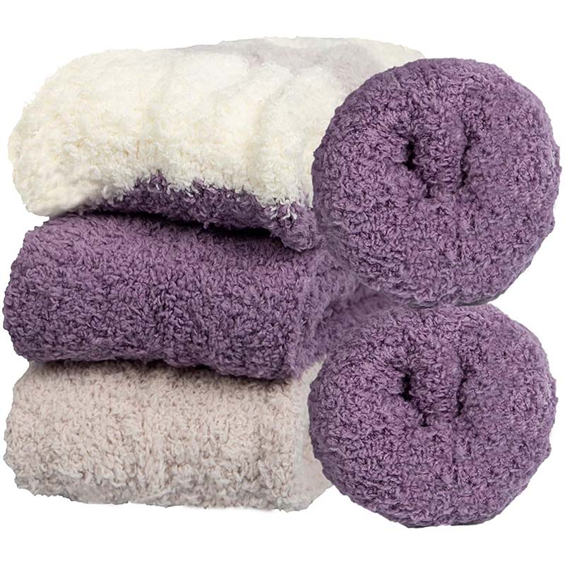 Womens 3 Pairs Cozy Soft Fluffy Slipper Socks Winter Fuzzy Christmas Socks Gifts
